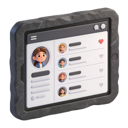 Social Media App Tablet Icon - 3D Clay Style Design