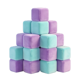 Soft Cube Pyramid Icon - Pastel Purple & Mint Blocks