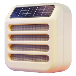 Solar Powered Air Conditioner Icon - Eco Cooling