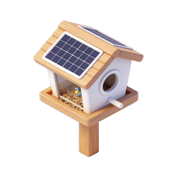 Solarbetriebener Vogelfutterautomat mit Klemeise-Icon
