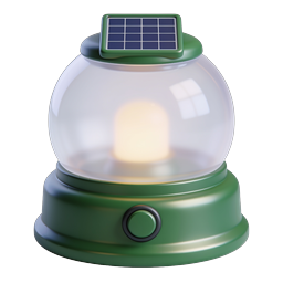 Solar Powered Camping Lantern Icon - 3D Realistic