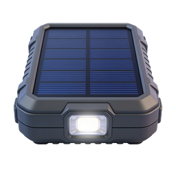 Solar Power Bank with LED Flashlight Icon - 3D Realistic