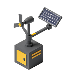 Solar Wind Hybrid Energy System Isometric Icon