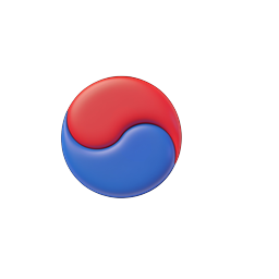 South Korea Flag Icon - 3D Taegeuk Circle Design