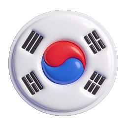 South Korea Flag Icon - 3D Glossy Round Button Design