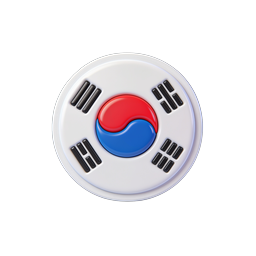 South Korea Flag Icon | 3D Glossy Korean Taegukgi Button