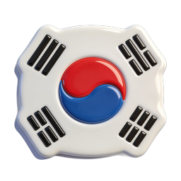South Korea Flag 3D Icon - Glossy Clay Style