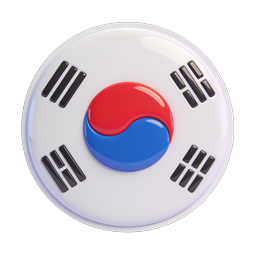 South Korea Flag Icon - 3D Glossy Taegukgi Design