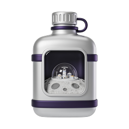 Space Bottle with Lunar Base - 3D Icon