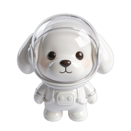 Cute Space Dog Astronaut Icon - 3D Rendered Character