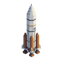 Stylized Rocket Launch Icon in Isometric Design