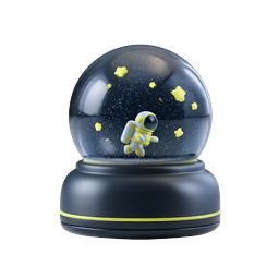 Space Astronaut Snow Globe 3D Icon - Cosmic Decor