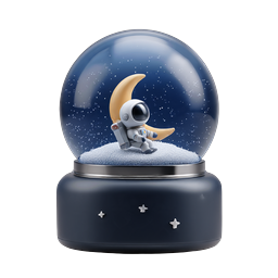 Astronaut Space Snow Globe Icon - Cosmic 3D Design