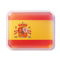 Spain Flag Icon - Glossy 3D Button Design