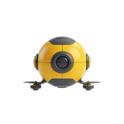 Spherical Yellow Drone 3D Icon with Camera