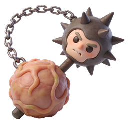 Spiked Mace Cartoon Character 3D Icon
