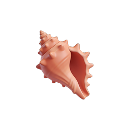 3D Spiral Seashell Icon - Coral Pink Conch Shell
