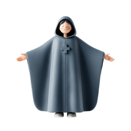 Spiritual Cloaked Figure 3D Icon - Faith & Prayer