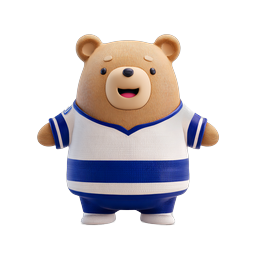 Cute Sports Bear Mascot Icon - Rugby Uniform 3D Character