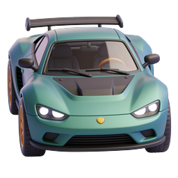 3D Teal Sports Car Icon with Rear Spoiler