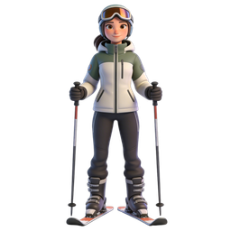 Stylish Female Skier Icon for Winter Sports