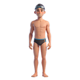 Cartoon Swimmer Boy Icon for Fitness and Sports