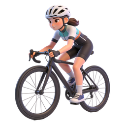 Dynamic Woman Cyclist Icon for Fitness and Sports