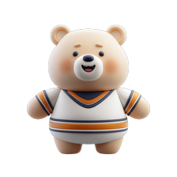 Adorable 3D Sporty Bear Character Mascot Icon