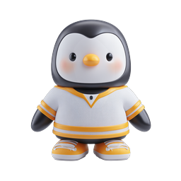 Cute Sporty Penguin Mascot 3D Icon - Athletic Cartoon Character