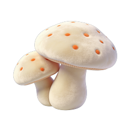 Spotted Cream Mushroom Pair - 3D Nature Icon