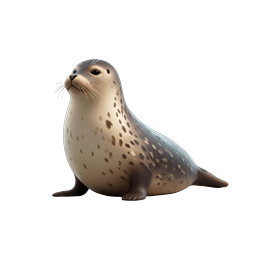 Spotted Seal 3D Icon - Cute Marine Mammal Illustration