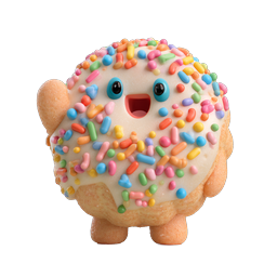 Cute Sprinkle Donut Character 3D Icon