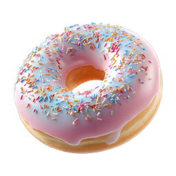Colorful Sprinkled Pink Donut Icon - 3D Render