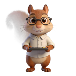 3D-Icon Cartoon-Charakter Eichhörnchen-Buchhalter