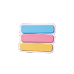 Colorful Stack Menu Icon | 3D UI Navigation Bars