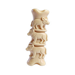 Icona totem animale in argilla impilata - Statuetta renderizzata in 3D