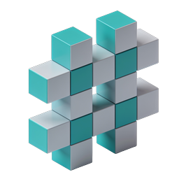 Stacked 3D Blocks Icon - Teal & White Geometric Design