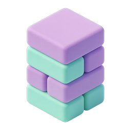 Stacked Pastel Blocks 3D Clay Icon | Purple & Mint