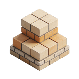 Stacked Brick Pyramid Construction Icon - 3D Realistic