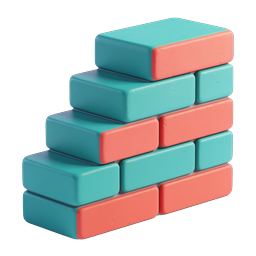 Colorful Stacked Blocks Icon | 3D Clay Style Pyramid