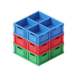 Stacked Plastic Storage Crates - Isometric 3D Icon