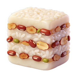 重ねられたもち米ケーキのアイコン - 3Dフードイラストレーション