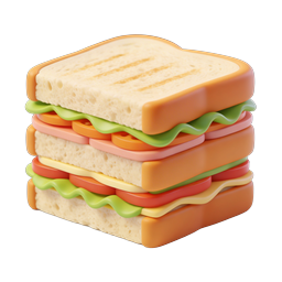 Stacked Sandwich 3D Food Icon - Fresh Lunch Graphic