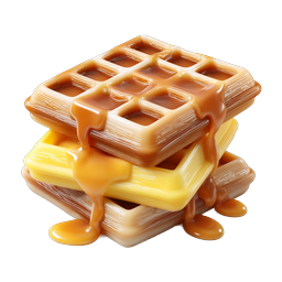 Stacked Waffles with Dripping Syrup Icon | 3D Realistic
