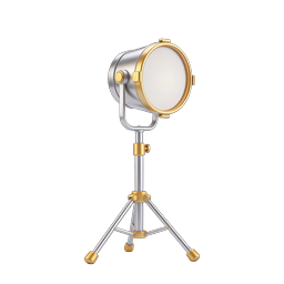 Icône 3D de projecteur de scène sur trépied pour studio et événements