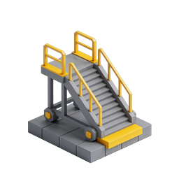 Isometric Staircase Handrail Icon - 3D Construction Design