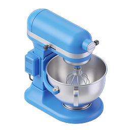 Blue Stand Mixer with Whisk - 3D Kitchen Icon