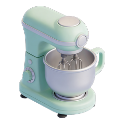 Icône 3D de batteur sur socle rétro - Appareil de cuisine vert menthe