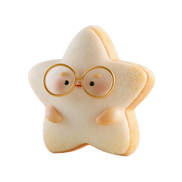 Cute Star Character with Glasses 3D Icon