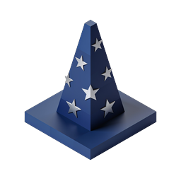 Isometric Blue Cone with Silver Stars Icon